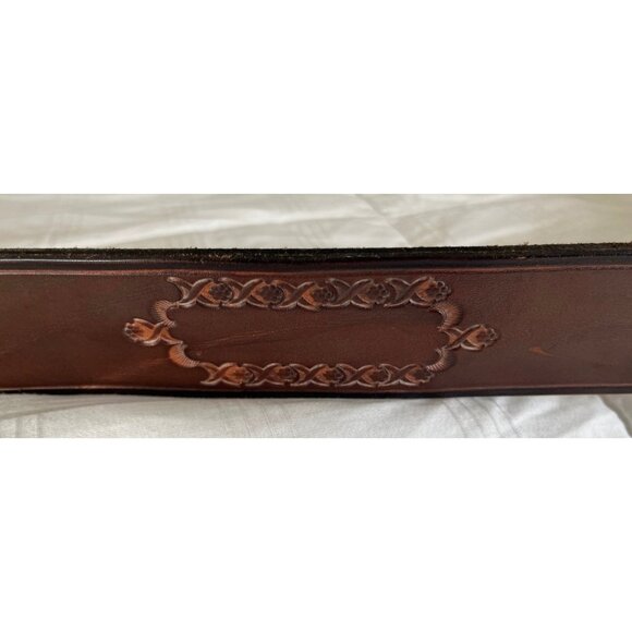 Vtg 1973 Handmade In Tlaquepaque Mexico Leather Belt With Snap To Inter Change - Picture 4 of 8